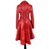 Women's Double Breasted Corset back Red Leather Coat TC19